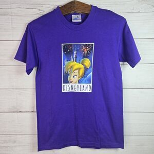 Disneyland Resort Y2K Tinker Bell Short Sleeve Graphic Shirt Size Small Purple